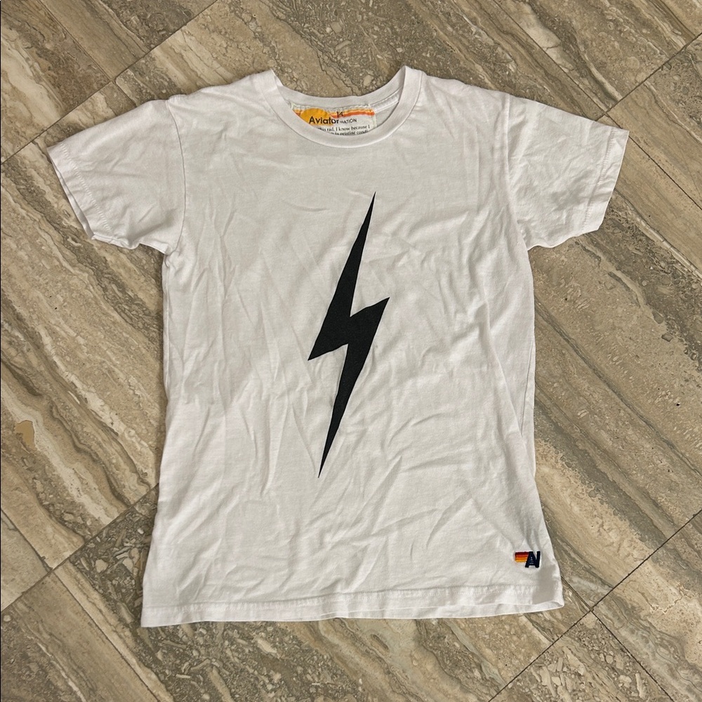 Aviator Nation girls White Tee size 14